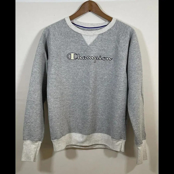 Women’s CHAMPION Gray and white Crew Neck sweatshirt size small - Picture 1 of 4